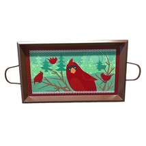 Christmas Cardinal Bird Serving Tray Gund Paisley Trees 15.75 x 7.5 - $21.87