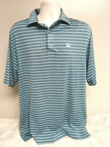 FootJoy FJ Golf Polo Shirt Men&#39;s Sz M Grey Blue Striped Short Sleeve Act... - £19.43 GBP