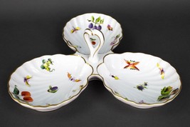 Herend Porcelain Market Garden Handled Three Part Relish Dish - £213.16 GBP