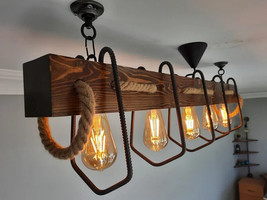 Modern Décor Chandelier Rustic &amp; charming lighting fixture Wood &amp; Metal Light - £2,112.90 GBP