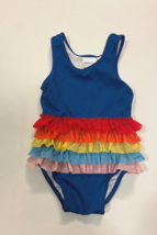 Hanna Andersson Blue Swimsuit with Rainbow Ruffle Skirt - Size 70 (6-12 ... - $20.00