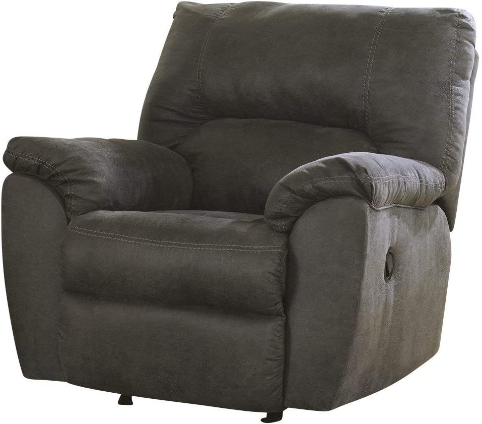 Signature Design By Ashley Tambo Faux Leather Manual Rocker Recliner, Gray. - $584.97
