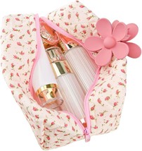 Floral Makeup Bag Floral Quilted Makeup Bag Large Cosmetic Bag Fashionable Trave - £19.38 GBP