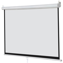 Matte White 100&quot; 16:9 Projection Projector Screen Home Movie Manual Pull... - $87.99