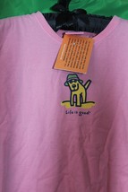 Life Is Good Girls Pink T Shirt With Dog In Hat Image Size Youth Large - £19.77 GBP