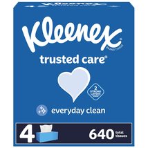 Kleenex Trusted Care Facial Tissues, 4 Flat Boxes, 160 Tissues per Box, ... - $18.98