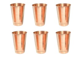 Handmade Copper Water Tumbler Beautiful Drinking Glass Health Benefits Set Of 6 - £40.12 GBP