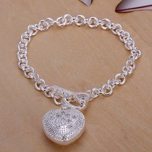 New beautiful Fashion silver crystal heart key women bracelet jewelry 925 gift c - £6.00 GBP