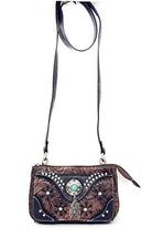 Western Feather Country Rhinestone Concho Laser Cut Wallet Cross Body Cl... - £18.87 GBP