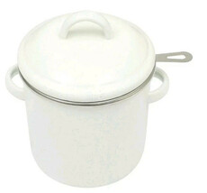Pioneer Woman Enamel-on-Steel Grease Strainer and Lid Linen Speckle Kitc... - $36.97