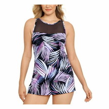 $109 Swim Solutions Slimming Adjustable Mesh-Insert High Neck Swimdress Black 18 - £30.91 GBP