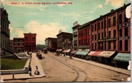 West Side Court House Square La Fayette IN Postcard PC14 - £3.92 GBP