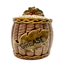 Tilso Japan Ceramic Basket Weave Grease Dripping Jar Canister EUC Vintage - £10.93 GBP