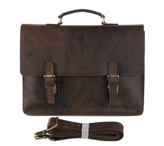 High Quality Vintage Brown Real Genuine Leather Men Leather Briefcase - £159.27 GBP