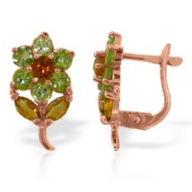 Galaxy Gold GG 14K Rose Gold Flower Stud Earrings with Peridots and Citrines - £221.62 GBP+