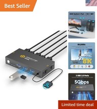 Seamless 8K@60Hz KVM Switch for 2 PCs: Button &amp; Remote Control - Compact... - $1,120.91 MXN