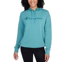 Champion Color Block Logo Print Cotton Blend Hoodie Aqua Tonic Womens Sz... - $399.63 MXN