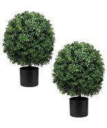 Set of 2 Pre-Potted Artificial Potted Shrubs 24&quot; Artificial Boxwood Topi... - $114.38 CAD