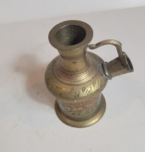 Vintage Solid Brass Indian Made Etched Antique Vase - $19.30