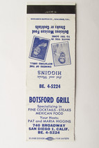 Botsford Grill - San Diego, California Restaurant 20 Strike Matchbook Cover CA - £1.57 GBP