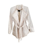 Dolce Cabo Burnt Orange White Tweed Stripe Wrap Jacket Blazer Small - $54.23