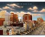 Canal Street View Night New Orleans LA Louisiana LA UNP Linen Postcard Y1 - $4.90
