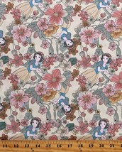 Cotton Snow White Floral Forest Disney Princess Yellow Fabric Print BTY D602.78 - £8.72 GBP