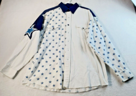 Panhandle Slim Cowboys Star Shirt Mens Large Navy White Stars Print Long Sleeve - £17.54 GBP