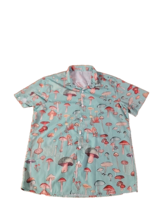 SHEIN Men&#39;s XL Shirt Short Sleeve Mushroom Polyester/Cotton White Elephant Gift - £15.68 GBP