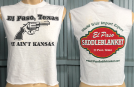 El Paso Texas Saddle Blanket It Ain&#39;t Kansas White Small Cut Sleeveless T-Shirt - £10.89 GBP