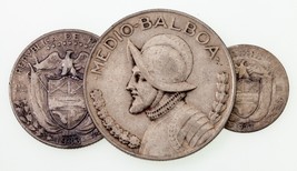 1933 Panama 1/10, 1/4, 1/2 Balboa plein De 3 Argent Pièces Km#10.1 ,11.1, - $1,390.48 MXN