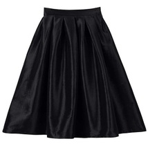 Pink Full Pleated Party Skirt Women Custom Plus Size Knee Length Taffeta Skirt image 8