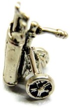 3D Golf Caddie Cart on Wheels Charm Patina Necklace Vintage Sterling Silver 925 - £19.77 GBP
