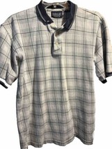 Trader Bay Golf Vintage Men’s M White Check SS Cotton 1/4 Button Polo Shirt - $14.85