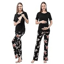Women Maternity Nursing Pajama Sets Pregnant Sleepwear Breastfeeding PJs Medium - £16.47 GBP