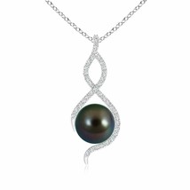 Authenticity Guarantee 
Tahitian Cultured Pearl Infinity Twist Pendant in 14K... - £1,360.29 GBP