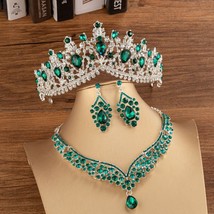 KMVEXO Gorgeous Crystal Bridal Jewelry Sets Fashion Tiaras Crown Earrings Choker - £35.38 GBP