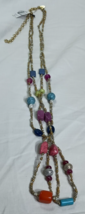 NWT Chico&#39;s Colorblock Chunky Double Strand Beaded Statement Necklace - $22.53