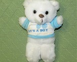 VINTAGE 7&quot; RUSS TEDDY BEAR PLUSH BABY IT&#39;S A BOY STUFFED ANIMAL WHITE BL... - $13.50