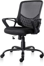 Office Chair Ergonomic Computer Desk Chair Mesh Mid-Back Height, Black - £60.54 GBP