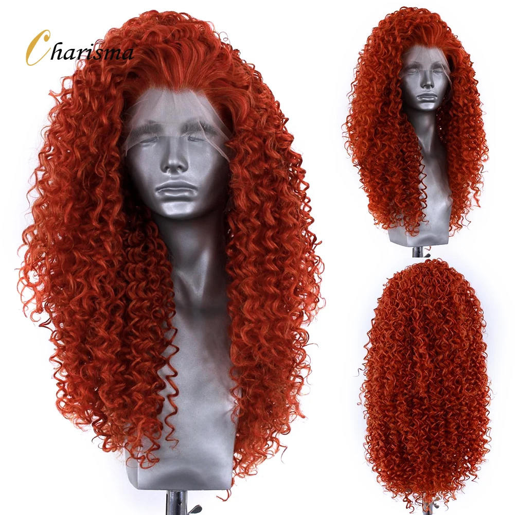 Charisma Kinky Curly Synthetic Lace Front Wigs For Black Women Ginger Wigs - £45.07 GBP+