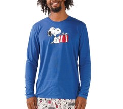 Munki Munki Mens Snoopy Holiday Pajamas Top,Blue,Large - $55.00