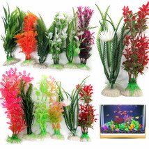 12 Pc Ornament Aquarium Decoration Plastic Water Grass Fake Plants Fish Tank 6" - $38.99