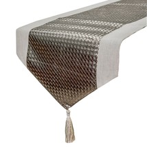 Grey Leathersmith - Gray Faux Leather &amp; Linen Decorative Table Runner - £40.66 GBP+