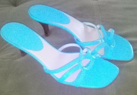 Ann Taylor Baby Blue Kitty Heel Slip In Shoes - £23.30 GBP