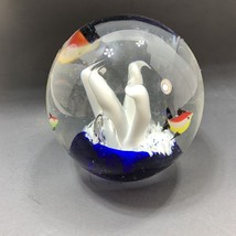 Blown Art Glass Paperweight Fish Tank Bowl Zebra Fish Sphere 3 inch - £8.73 GBP