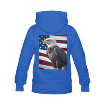 Men&#39;s Bald Eagle with US Flag Classic Hoodie with Printing on Back (Made... - $35.95