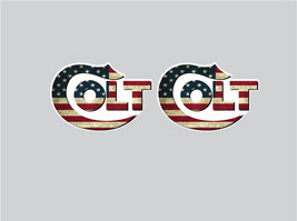 (2) American Flag Colt Logo Decals - 4&quot; wide x 2.5&quot; tall - Vinyl Indoor ... - $5.89
