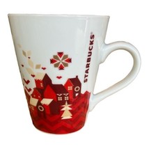 Starbucks Coffee Mug Cup 2013 Christmas Holiday Red Gold Village Houses 11 oz - £12.39 GBP