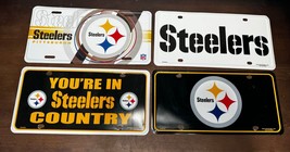 Lot of 4 Pittsburgh Steelers metal  license plates NFL steeler country steel - £39.96 GBP